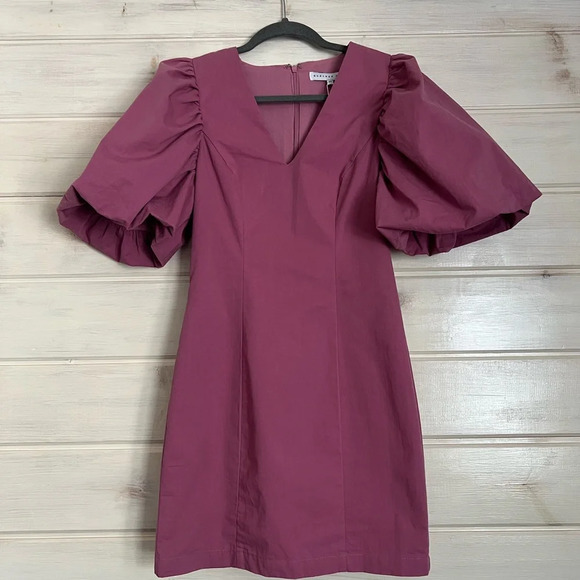 Anthropologie Endless Rose Puff Sleeve Mini Dress Mauve XS Dance Vaca cruise - Picture 5 of 13